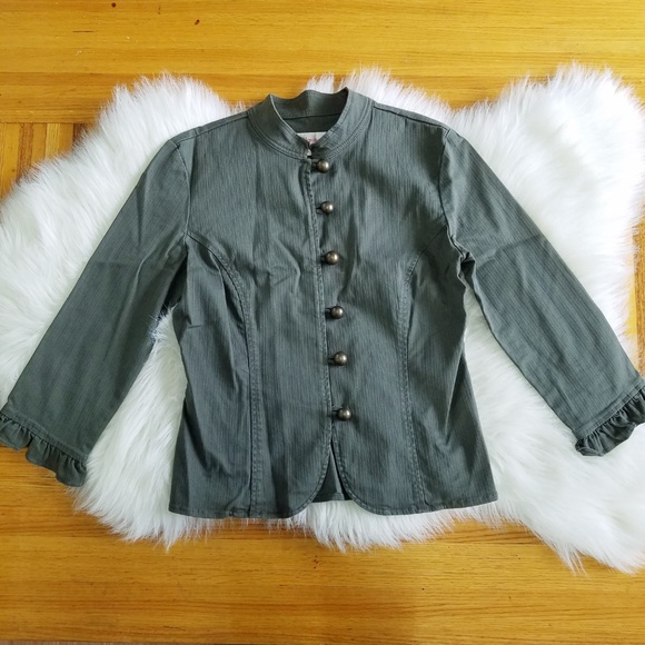 Army Green Military inspired Button Up Jacket - Picture 8 of 8